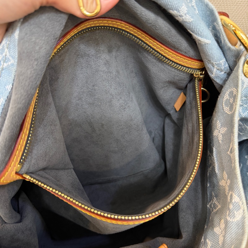 LV 藍丹寧布白Logo Daily GM手提肩背托特包M40492-28