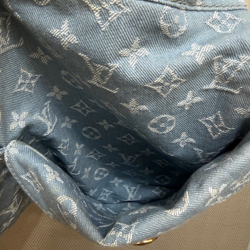 LV 藍丹寧布白Logo Daily GM手提肩背托特包M40492-30