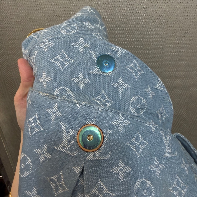 LV 藍丹寧布白Logo Daily GM手提肩背托特包M40492-32