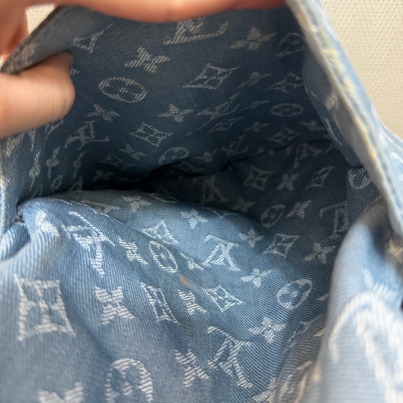 LV 藍丹寧布白Logo Daily GM手提肩背托特包M40492-33