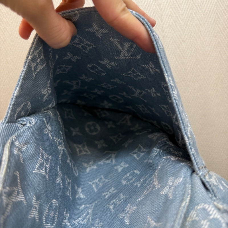 LV 藍丹寧布白Logo Daily GM手提肩背托特包M40492-34