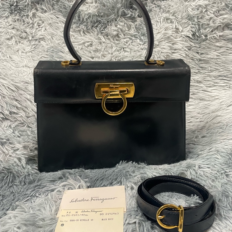 Ferragamo Museum Bag 黑金馬蹄扣手提/肩背包（愛馬仕平替）-6