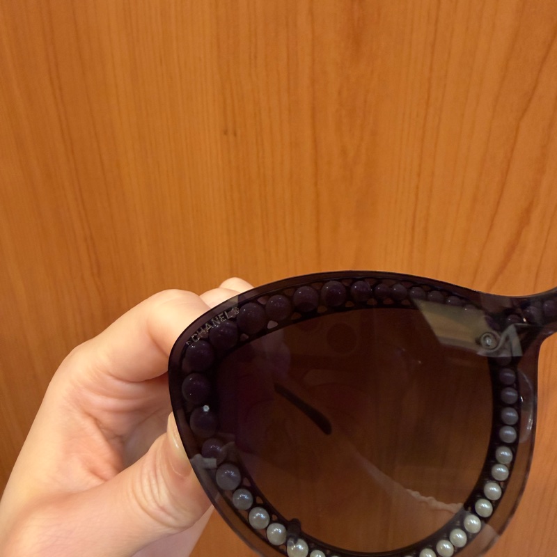 Chanel 黑色漸層鏡面珍珠飾邊太陽眼鏡-3