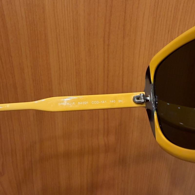 Prada 黑芥末黃膠框琥珀太陽眼鏡-7