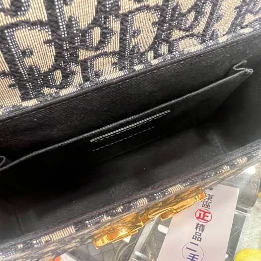 東區正精品㊣DIOR MONTAIGNE 藍色老花金釦蒙田包迷你寬背帶斜背包 MINI BOX RZ4110-2