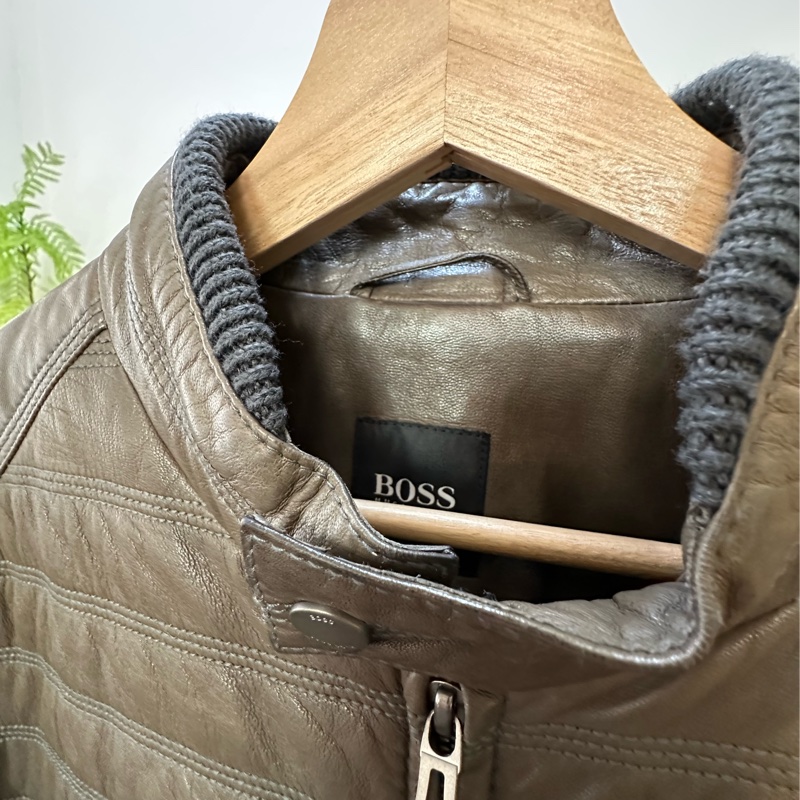 BOSS 茶色皮衣-7