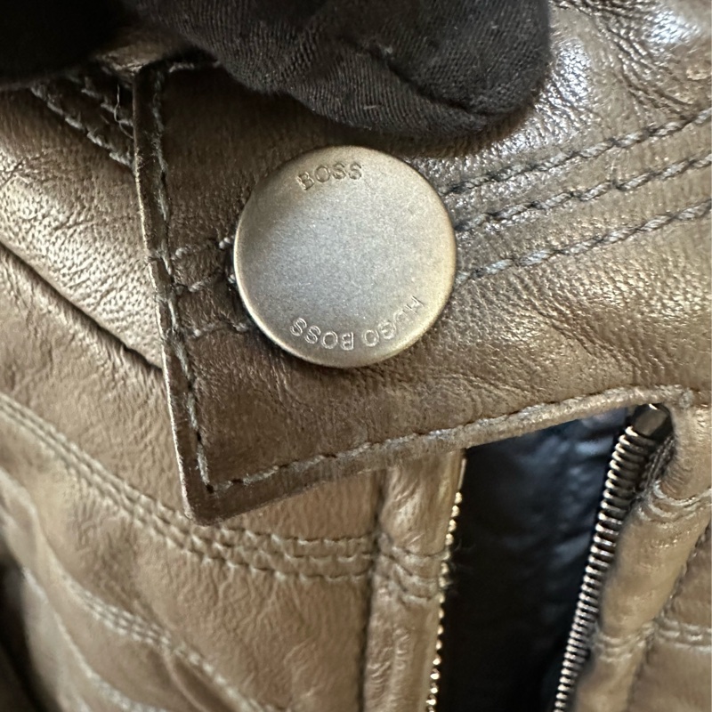 BOSS 茶色皮衣-18