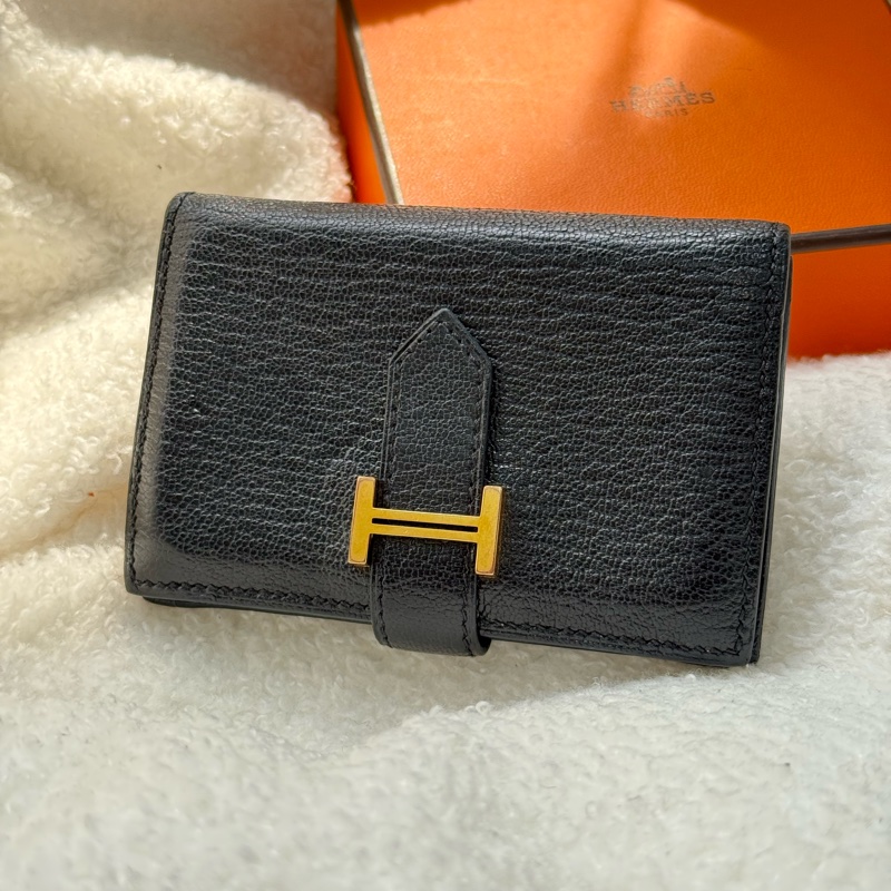 Hermes bearn mini黑金山羊皮卡包-2