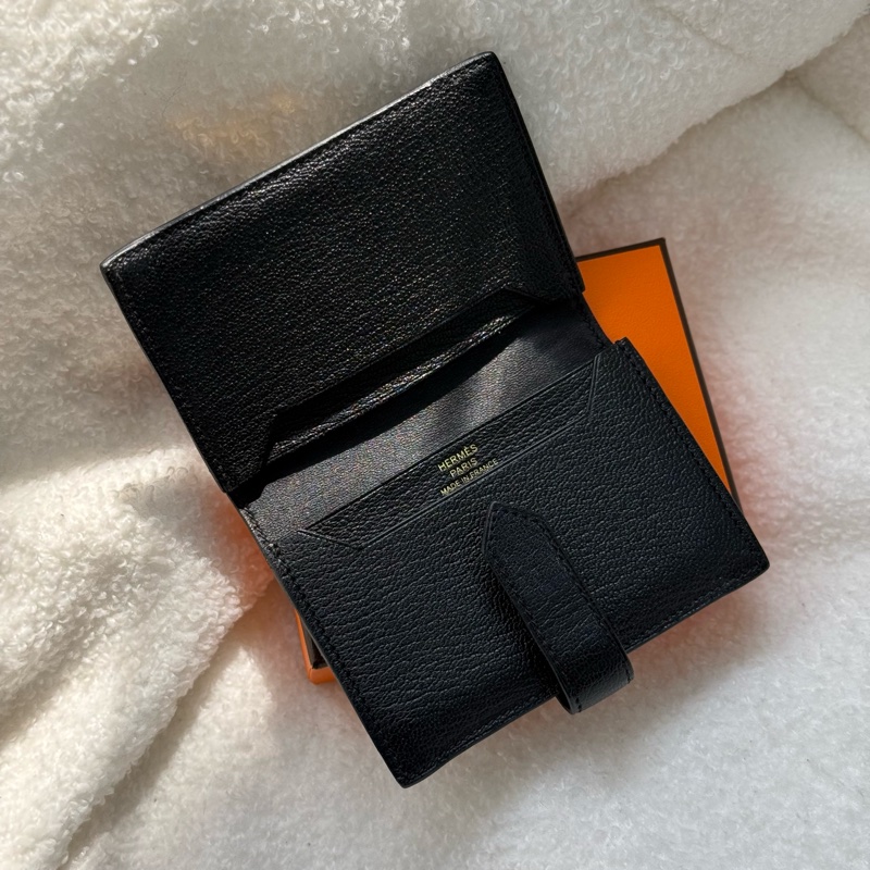Hermes bearn mini黑金山羊皮卡包-3