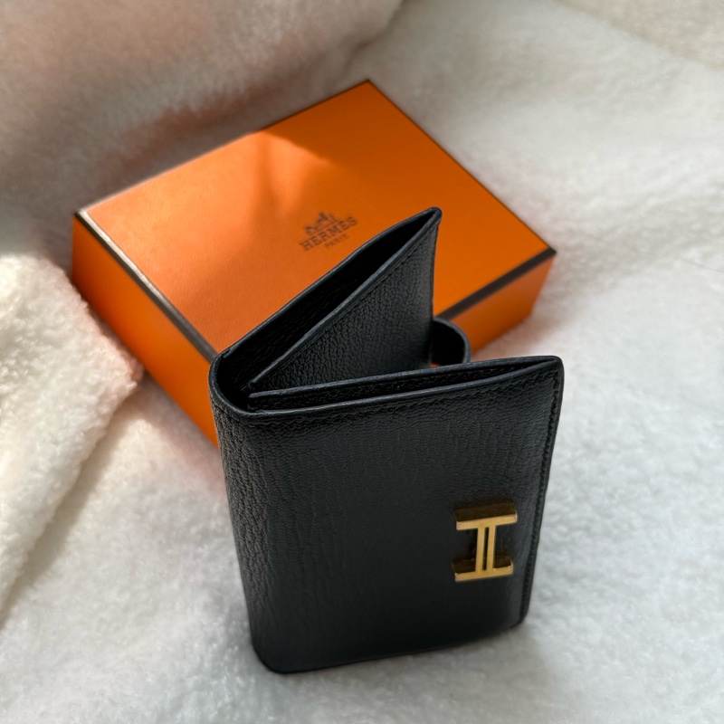 Hermes bearn mini黑金山羊皮卡包-6