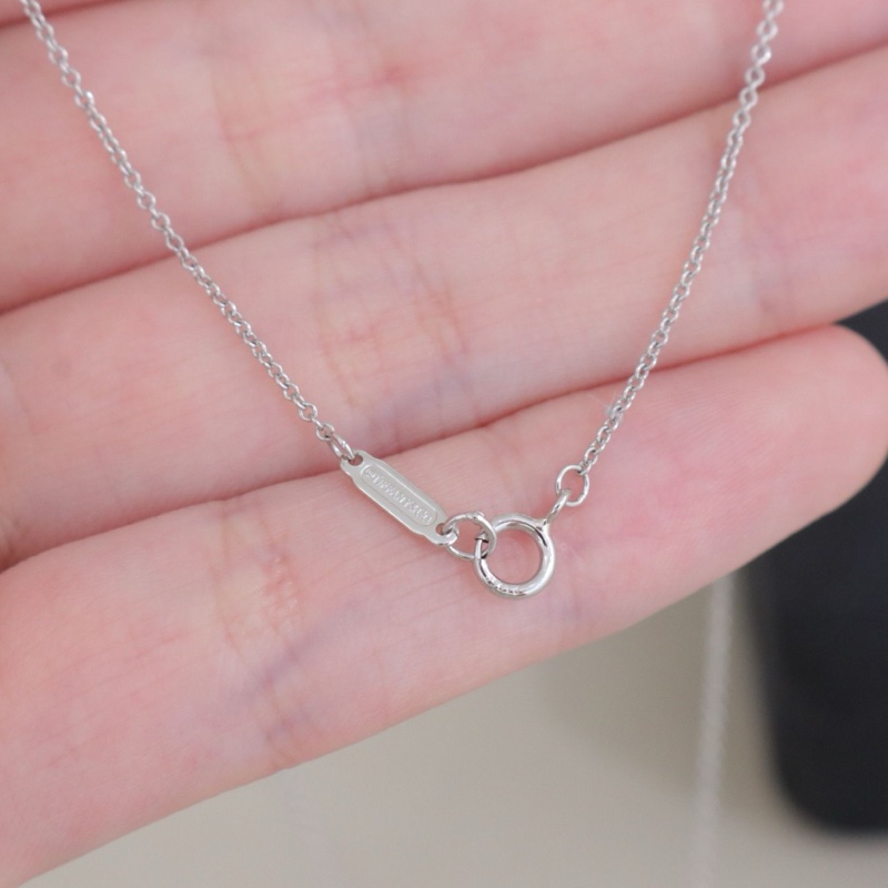 99新，Tiffany蒂芙尼鑰匙項鍊，鳶尾花小號，PT950鉑金鑲鑽 配件盒子-6