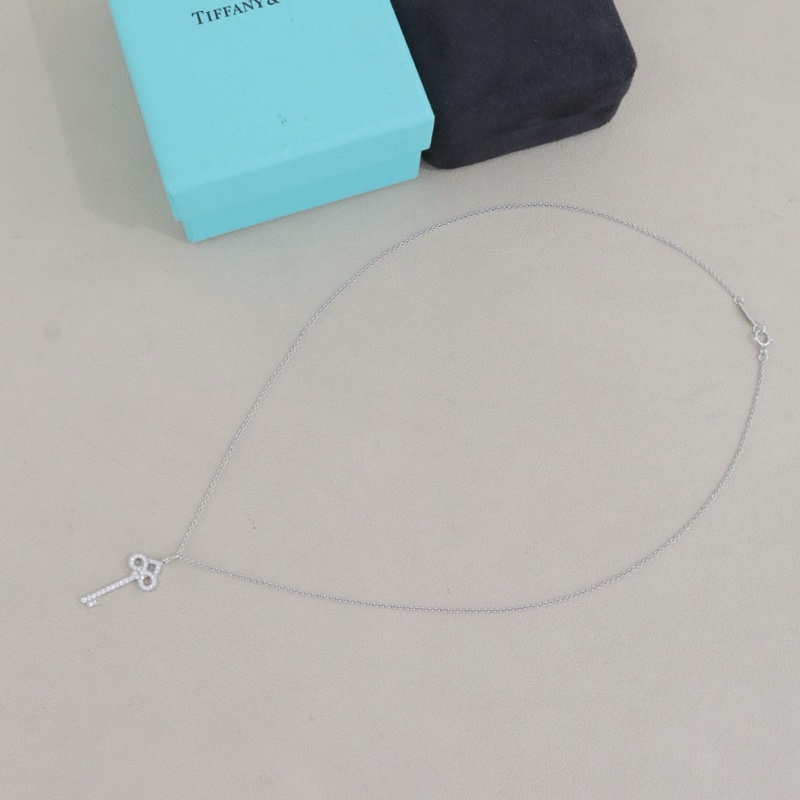 99新，Tiffany蒂芙尼鑰匙項鍊，鳶尾花小號，PT950鉑金鑲鑽 配件盒子-7