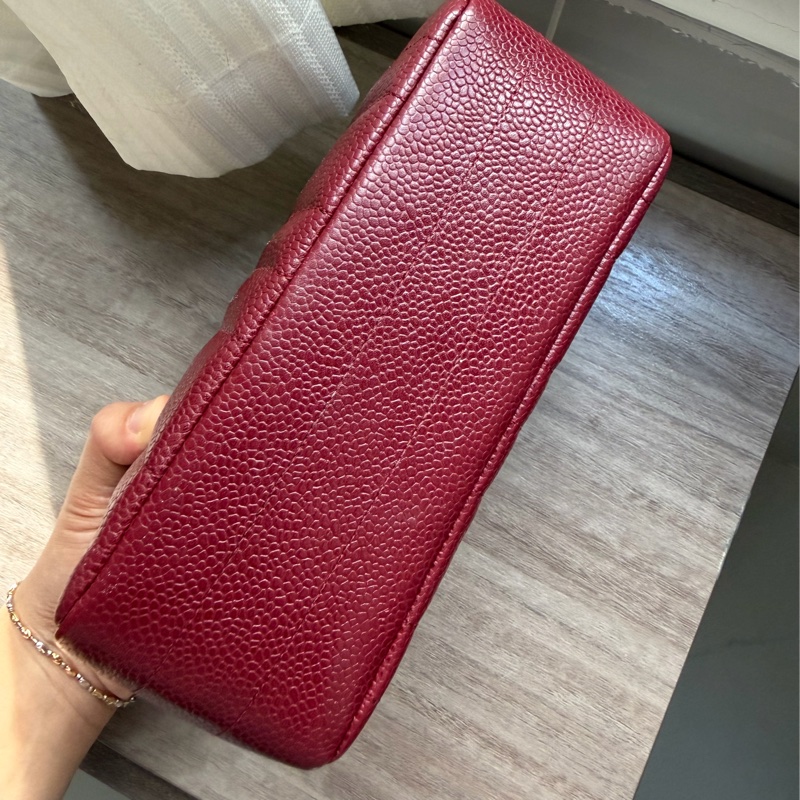 Chanel 香奈兒 中古 方胖子 酒紅色 斜揹 稀有 豎紋 全網唯一 24K金-3