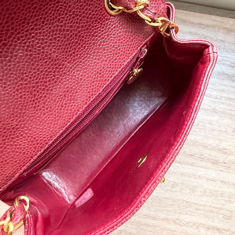 Chanel 香奈兒 中古 方胖子 酒紅色 斜揹 稀有 豎紋 全網唯一 24K金-8