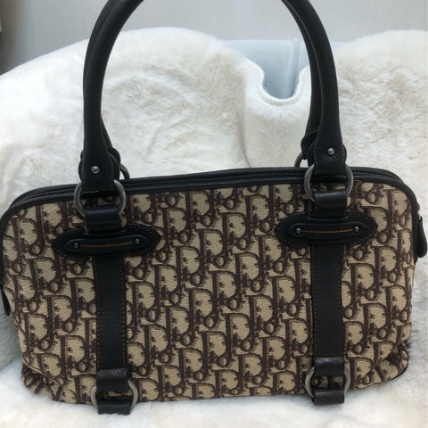 Dior 復古棕啡色 老花上肩袋 XA899