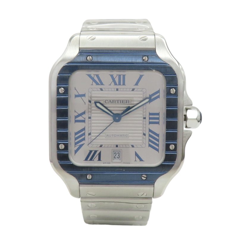 銀色錶盤 不鏽鋼 Santos de Cartier 大型款 腕錶【Cartier 卡地亞】 WSSA0047-1