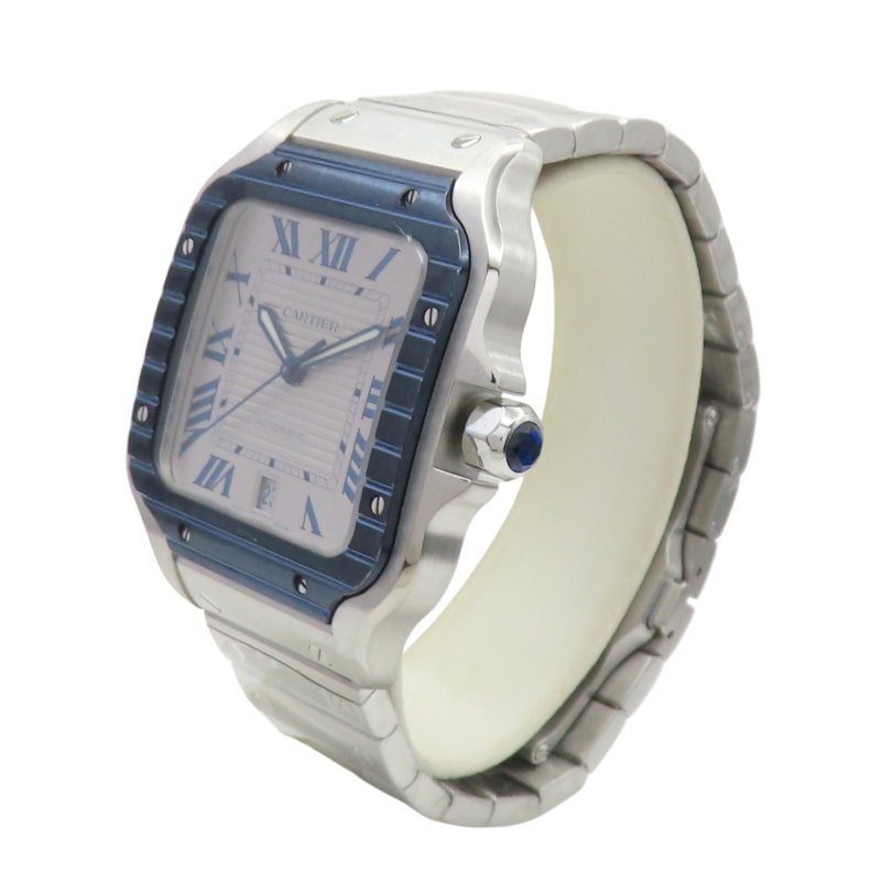 銀色錶盤 不鏽鋼 Santos de Cartier 大型款 腕錶【Cartier 卡地亞】 WSSA0047-2