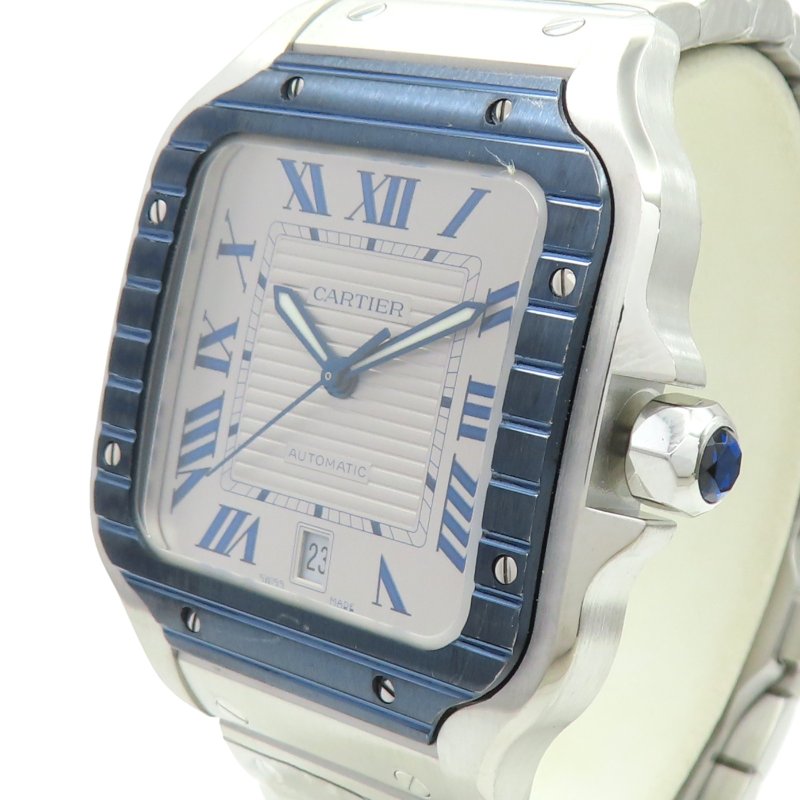 銀色錶盤 不鏽鋼 Santos de Cartier 大型款 腕錶【Cartier 卡地亞】 WSSA0047-5