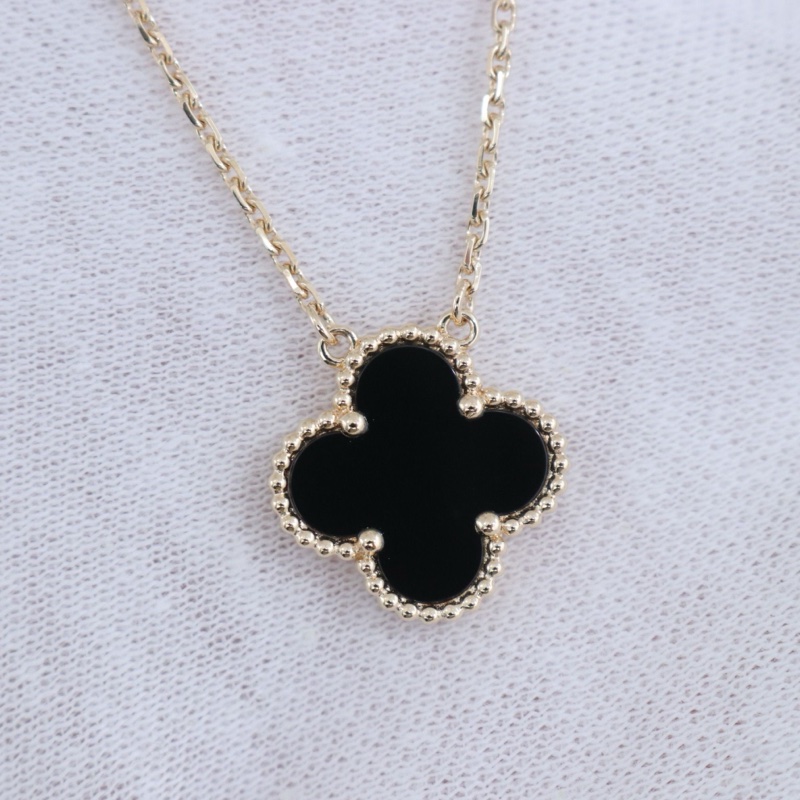 99新，VCA梵克雅寶Vintage Alhambra項鍊，中號18K黃金縞瑪瑙，-1