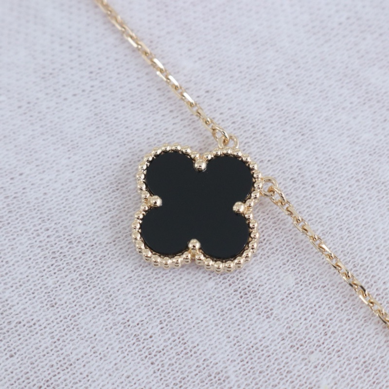 99新，VCA梵克雅寶Vintage Alhambra項鍊，中號18K黃金縞瑪瑙，-2