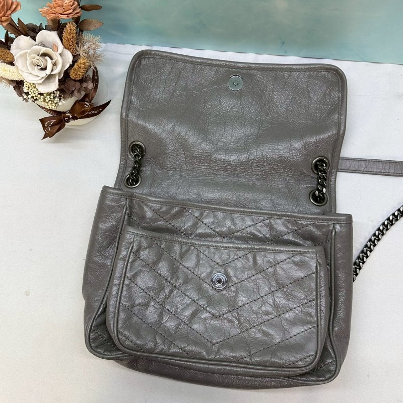 YSL NIKI灰色中款肩背包-4