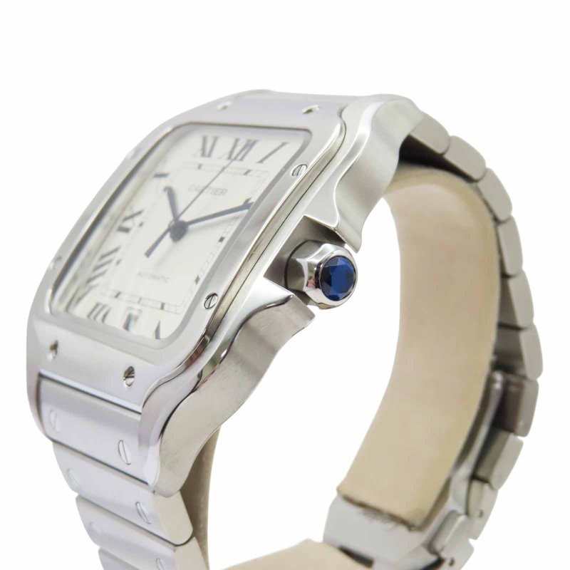 銀色錶盤 不鏽鋼 自動上鍊錶 大型款 Santos De Cartier 腕錶【Cartier 卡地亞】 WSSA0018-6