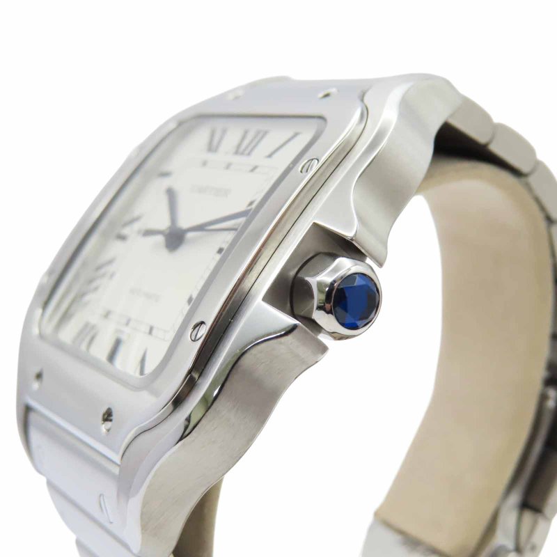 銀色錶盤 不鏽鋼 自動上鍊錶 大型款 Santos De Cartier 腕錶【Cartier 卡地亞】 WSSA0018-7