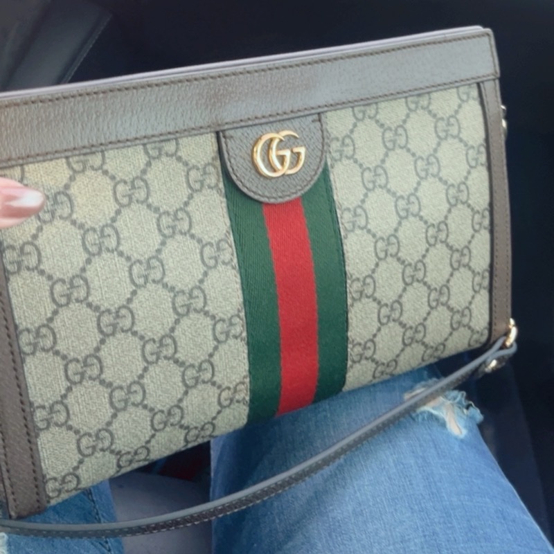 GUCCI 原花ophidia磁吸釦金鍊孫芸芸側背包-3