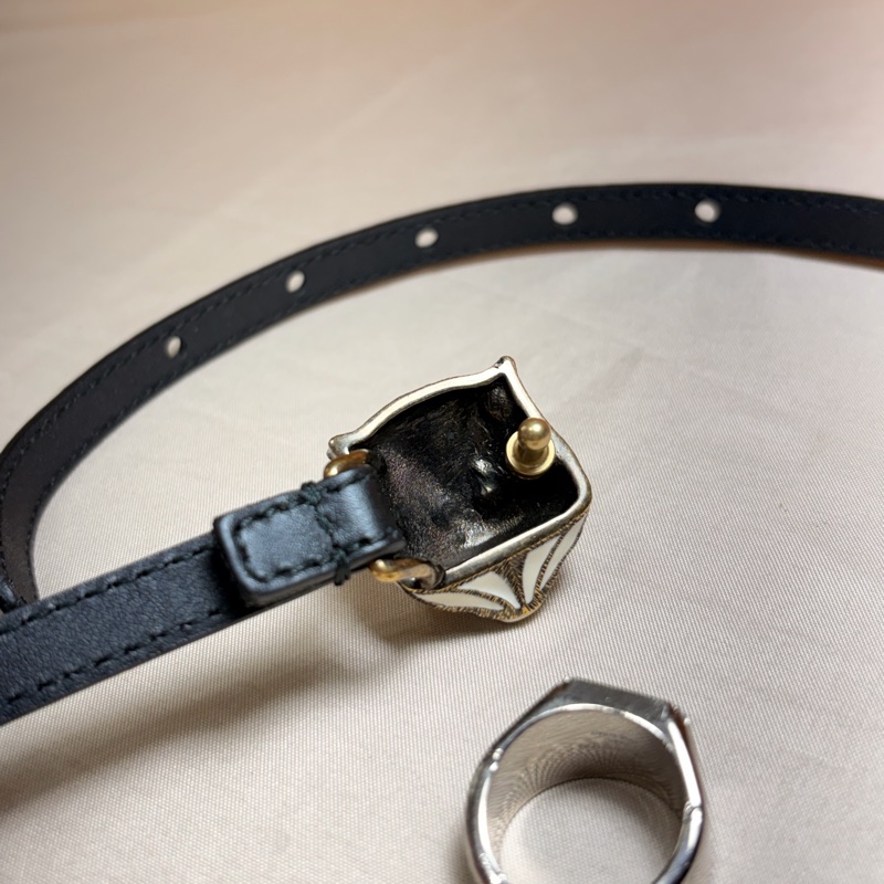 🐯稀有美品 ‼️全台最甜 Gucci 古馳 虎頭鑲鑽紅寶 皮帶/細皮帶-2