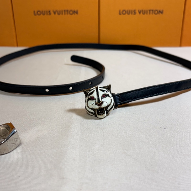 🐯稀有美品 ‼️全台最甜 Gucci 古馳 虎頭鑲鑽紅寶 皮帶/細皮帶-6