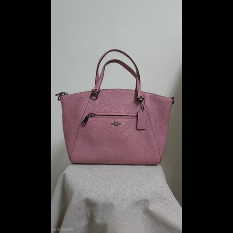 Coach 粉色手提水餃包