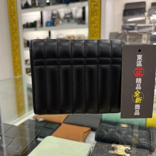 東區正精品㊣BURBERRY 8062372 全新黑色全皮金色TB釦子拉鍊三折零錢短夾 RZ4092-8