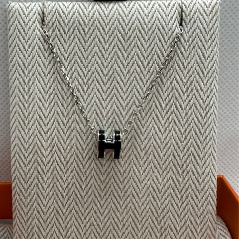 Hermes 愛馬仕 POP H  項鍊 黑/銀配色