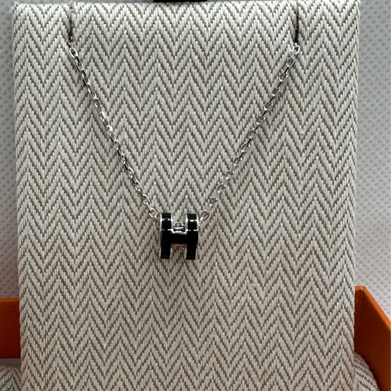 Hermes 愛馬仕 POP H  項鍊 黑/銀配色-0