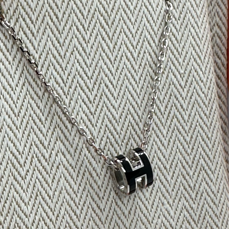 Hermes 愛馬仕 POP H  項鍊 黑/銀配色-4