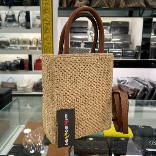 東區正精品㊣LOEWE A5683S30X05 全新草編黑字直式手提包斜背包兩用包RZ4059-5