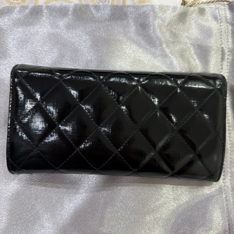 香奈兒長夾 黑銀 可當woc斜背款 Chnel漆皮長夾woc-1