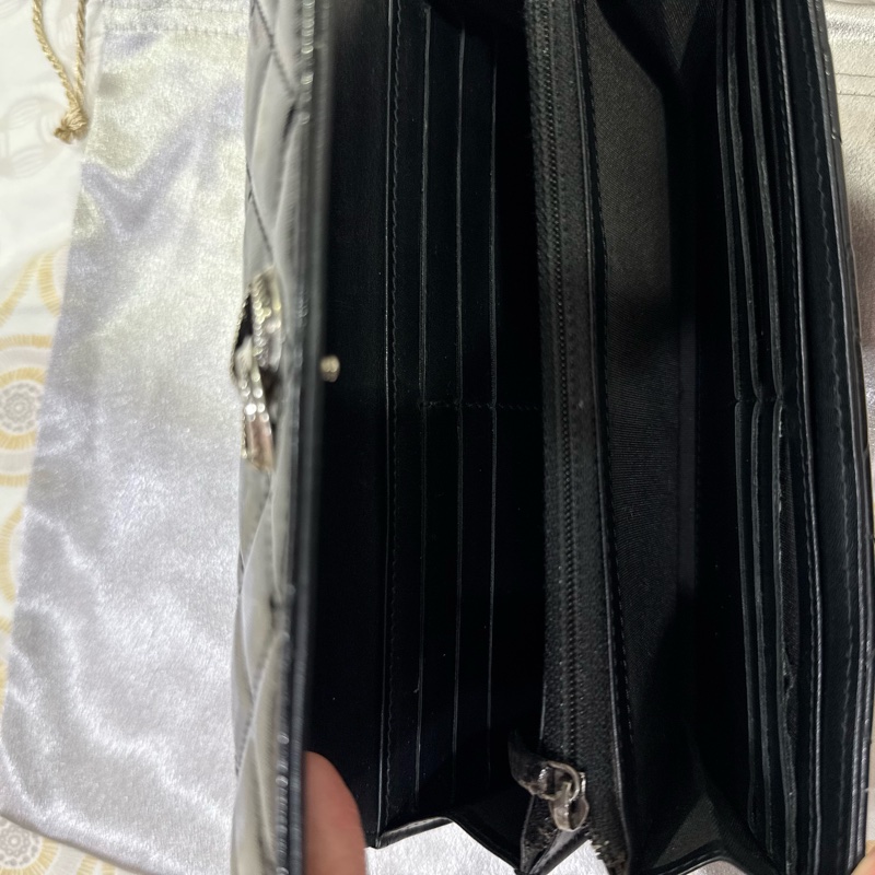 香奈兒長夾 黑銀 可當woc斜背款 Chnel漆皮長夾woc-3
