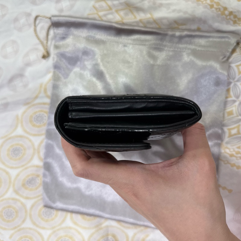 香奈兒長夾 黑銀 可當woc斜背款 Chnel漆皮長夾woc-5