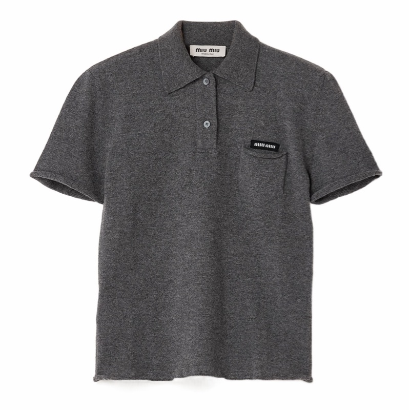 Miu Miu 女士 短袖polo衫IT-36 IT-38 IT-40 IT-42 IT-44 IT-46 IT-48碼模特身高178CM，穿著38碼。-0