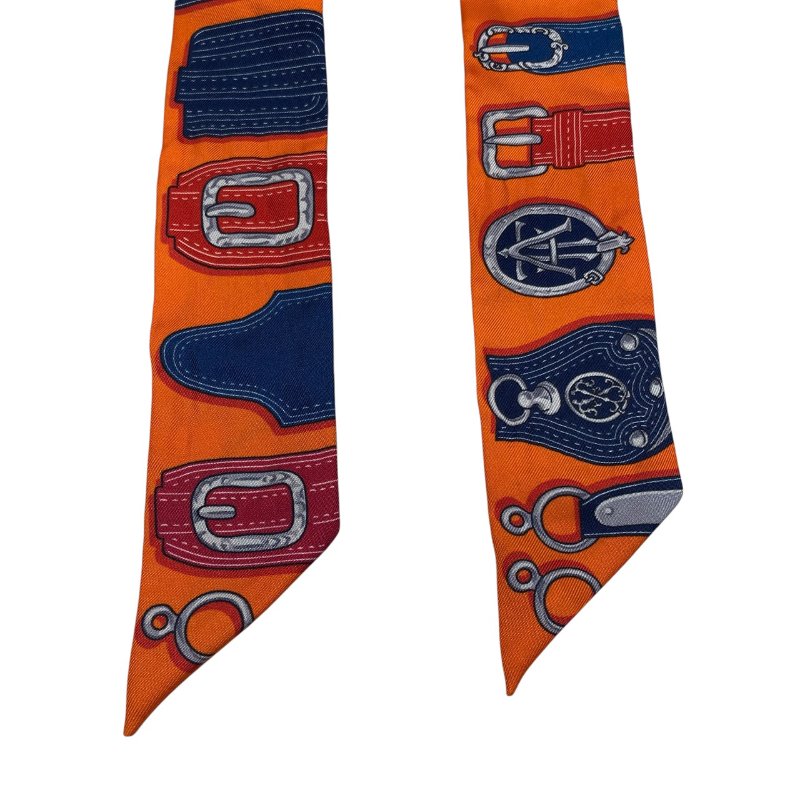 HERMÈS 愛馬仕 HARNAIS DES PRESIDENTS TWILLY 絲巾 馬具圖騰 橘色 藍色 粉色 多色-1