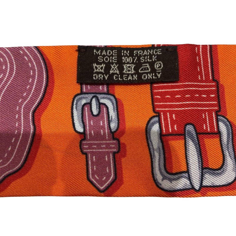 HERMÈS 愛馬仕 HARNAIS DES PRESIDENTS TWILLY 絲巾 馬具圖騰 橘色 藍色 粉色 多色-2