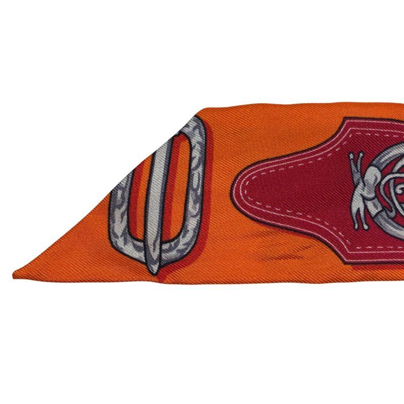 HERMÈS 愛馬仕 HARNAIS DES PRESIDENTS TWILLY 絲巾 馬具圖騰 橘色 藍色 粉色 多色-4