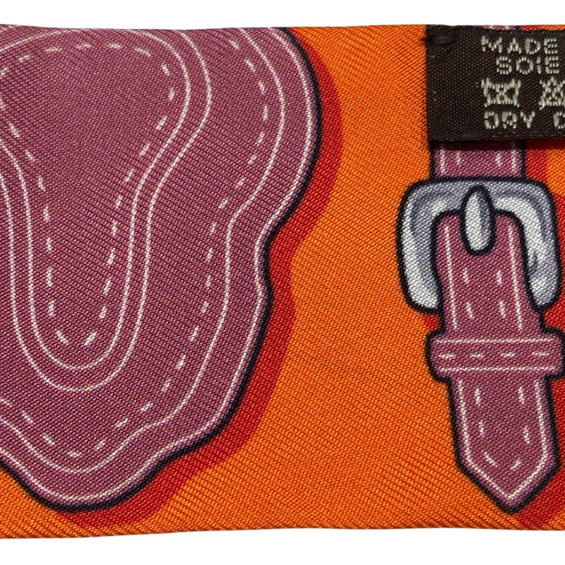HERMÈS 愛馬仕 HARNAIS DES PRESIDENTS TWILLY 絲巾 馬具圖騰 橘色 藍色 粉色 多色-5