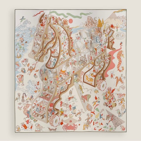 全新 Hermes 90絲巾  馬術學園裱畫 送禮