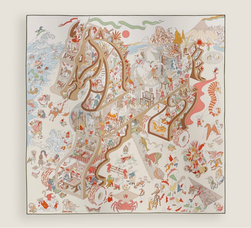 全新 Hermes 90絲巾  馬術學園裱畫 送禮-0