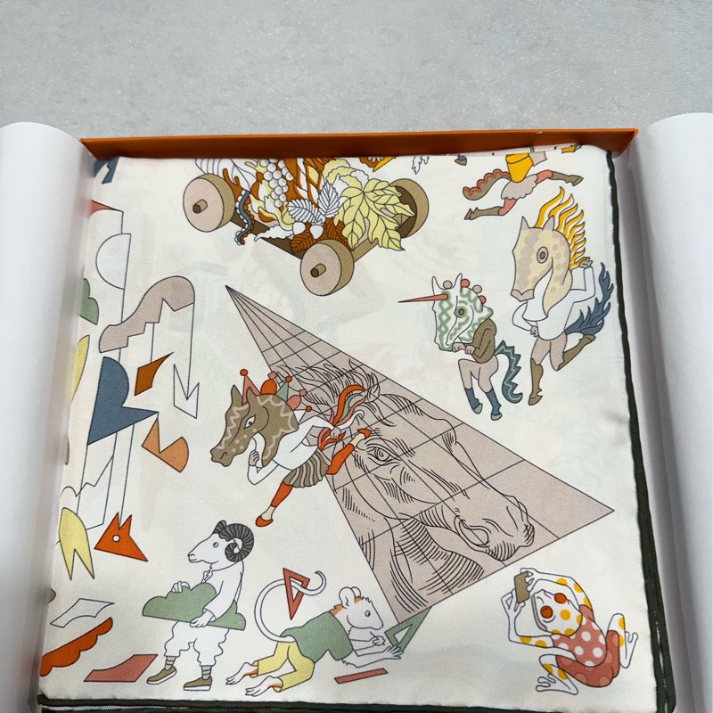 全新 Hermes 90絲巾  馬術學園裱畫 送禮-1