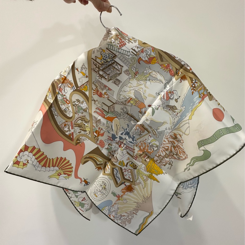 全新 Hermes 90絲巾  馬術學園裱畫 送禮-4