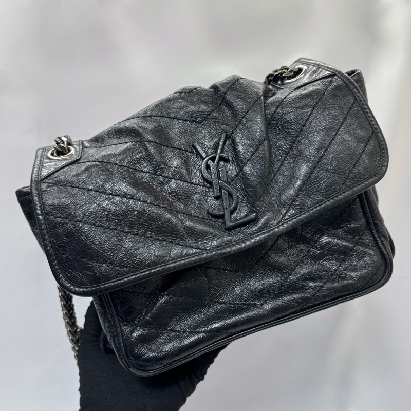 聖羅蘭 　YSL Niki 中號黑色鏈條翻蓋包-0