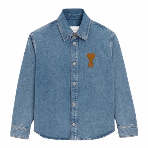 Ami Paris 男女同款 長袖牛仔襯衫XXS XS S M L XL XXL碼